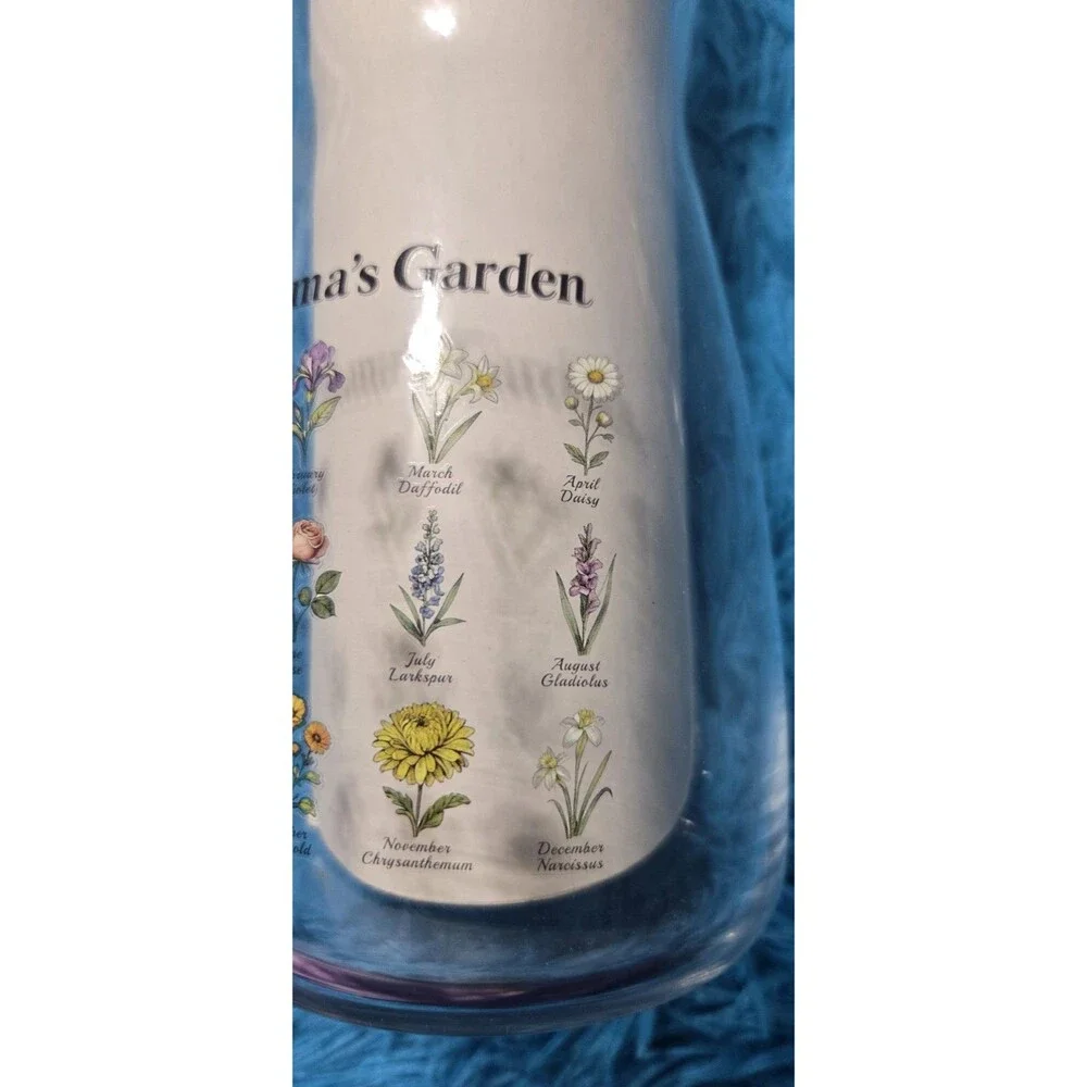 Mama's Garden Birth Month Flowers  Glass Vase 8